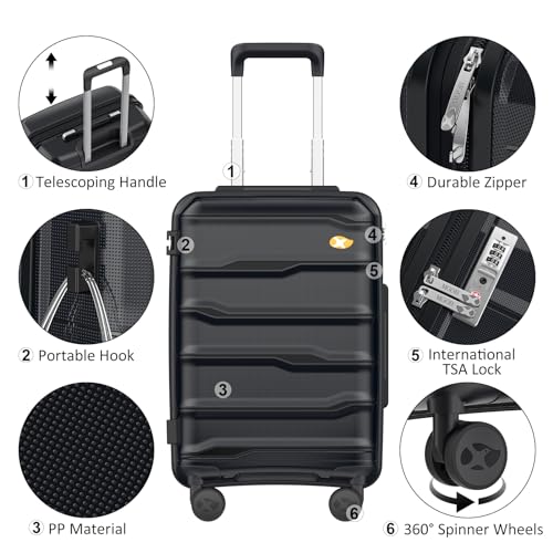 28" Spinner Wheels Suitcase, Lightweight PP with TSA Lock