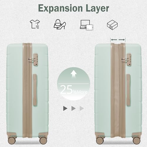 Merax 3-Piece Gray Green Luggage Set with Spinner Wheels