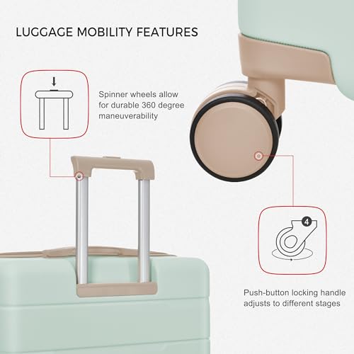 Merax 3-Piece Gray Green Luggage Set with Spinner Wheels