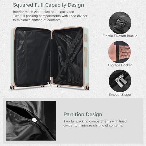 Merax 3-Piece Gray Green Luggage Set with Spinner Wheels