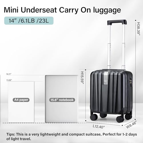 Hanke 14" Underseat Carry-On Luggage - Jet Black