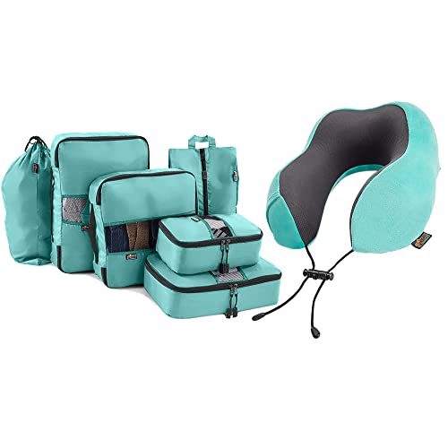 6 Piece Packing Cubes and Neck Pillow Bundle