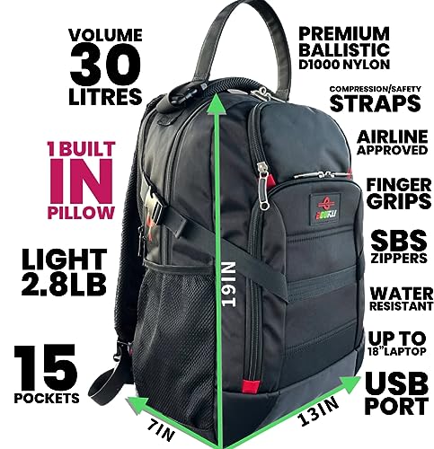 Aviation Laptop Backpack with Built-in Neck Pillow