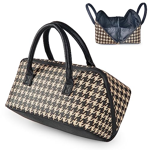 Aviation Makeup Bag - Houndstooth Checkered Organizer