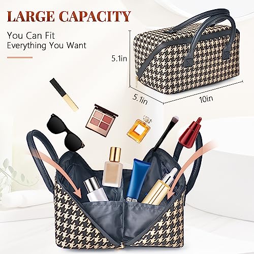 Aviation Makeup Bag - Houndstooth Checkered Organizer