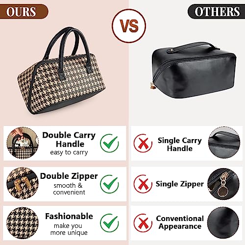Aviation Makeup Bag - Houndstooth Checkered Organizer