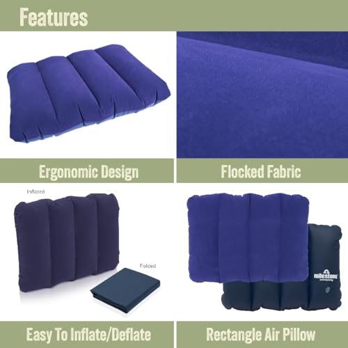 Aviation-friendly Inflatable Ergonomic Pillow - Blue