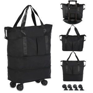 VOOWO Expandable Rolling Duffle Bag for Aviation Travel