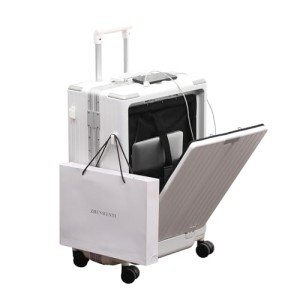 Aluminum Carry-on Luggage with Cup Holder, USB Port