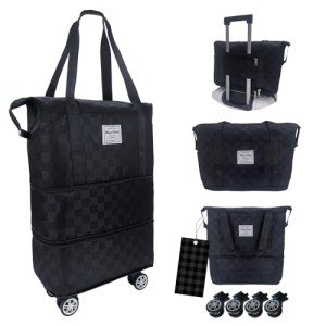 Drvoon Foldable Duffel Bag - Checkerboard (Black)
