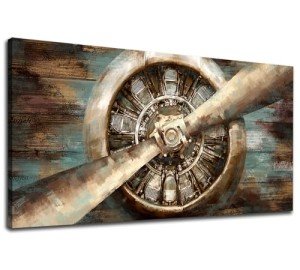Vintage Airplane Propeller Canvas Wall Art Aviation Decor