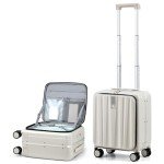 Hanke 16" Underseat Hard Shell Luggage - Ivory White