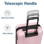 Pink 20-Inch Hardside Carry-On Luggage with Wheels