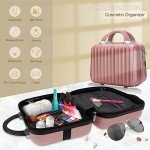 Compact Hard Shell Makeup Travel Case - White/Rose Gold