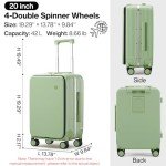 Mixi 20" Avocado Green Carry-On Luggage with Charger