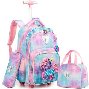 Unicorn Rolling Backpack for Girl's Aviation Adventure