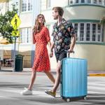 Expandable 3-Piece Blue Hard Shell Luggage Set