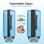 Expandable 3-Piece Blue Hard Shell Luggage Set