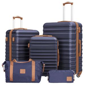 Coolife 3-Piece Hardside Luggage Set, Navy Blue