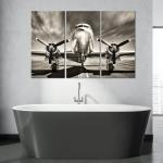 Vintage Airplane Wall Art Set for Home Office