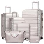 LARVENDER 6-Piece Expandable Suitcase Set - Champagne
