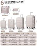 LARVENDER 6-Piece Expandable Suitcase Set - Champagne