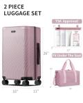 Expandable 24" Eco-Friendly Carry-On Luggage in Pink