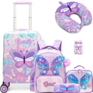 Kids’ 5-Piece Rolling Luggage Set with Neck Pillow