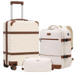 Coolife 3-Piece Hardshell Luggage Set, White