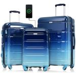 Merax 3 Piece Hardshell Luggage Set with USB Port