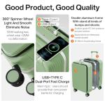 Mixi 20" Avocado Green Carry-On Luggage with Charger