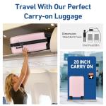 Pink 20-Inch Hardside Carry-On Luggage with Wheels
