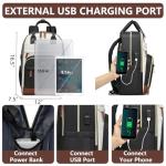 Aviation Laptop Backpack with USB Charger - Beige/Black/Brown