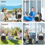 Aviation Laptop Backpack with USB Charger - Beige/Black/Brown