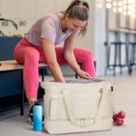 Aviation-friendly USB Sports Duffel for Women (Beige)