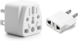 European Plug Adapter for American Travel, White