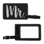 Mr & Mrs Matching Couples 2-Pack Leatherette Luggage Tags