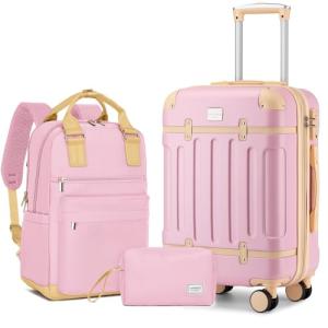 LARVENDER Expandable Vintage 3-Piece Luggage Set