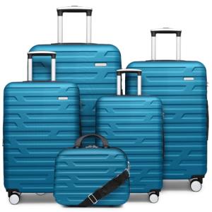 LARVENDER 5 Piece Expandable Luggage Set - Aqua