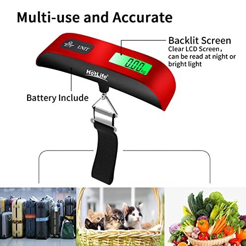 Digital Hanging Scale for Luggage and Travel - Red