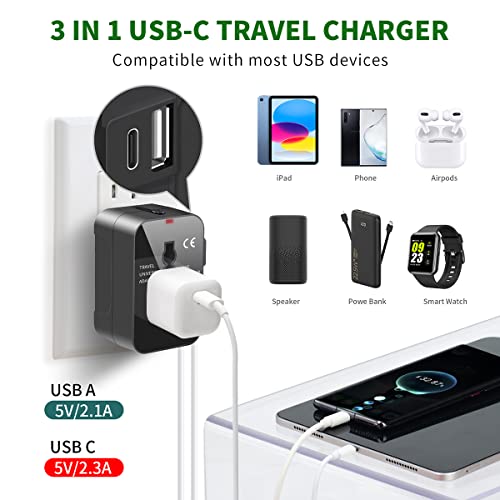 Worldwide Universal Travel Adapter with USB C