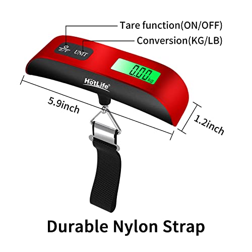 Digital Hanging Scale for Luggage and Travel - Red