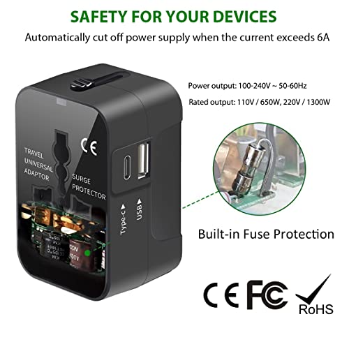 Worldwide Universal Travel Adapter with USB C