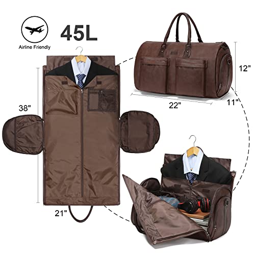 Modoker 2-in-1 Convertible Leather Garment Bag