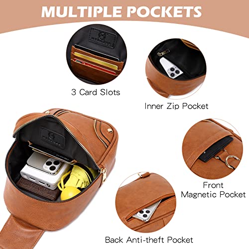 Women's Pink Vegan Leather Sling Bag - Aviation