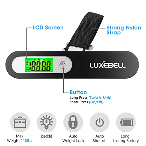 Aviation Digital Luggage Scale 110lbs - Black