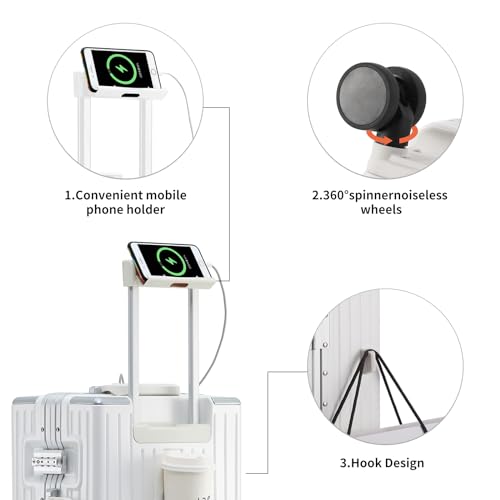 Aluminum Carry-on Luggage with Cup Holder, USB Port