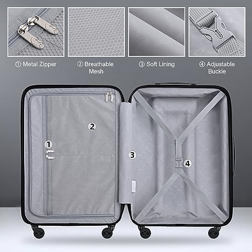 28-Inch Black Spinner Suitcase with TSA Lock