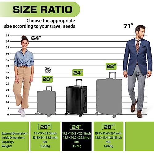 24In Black AnyZip Aluminium Suitcase with TSA Lock