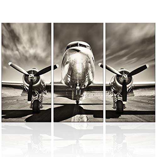 Vintage Airplane Wall Art Set for Home Office